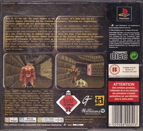 Final Doom - PS1 (B Grade) (Genbrug)